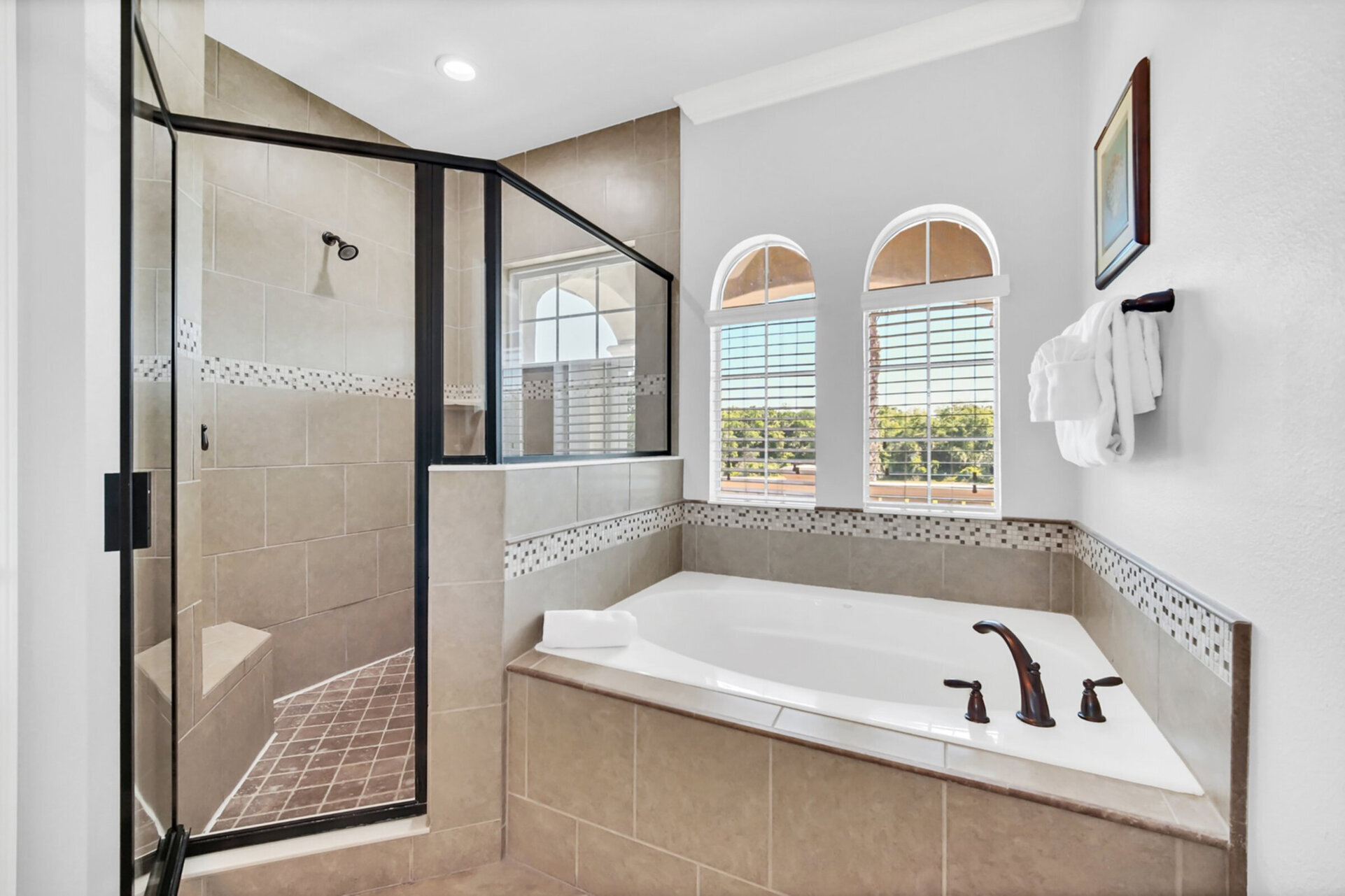 Sit and soak in the large tub after a day at the parks