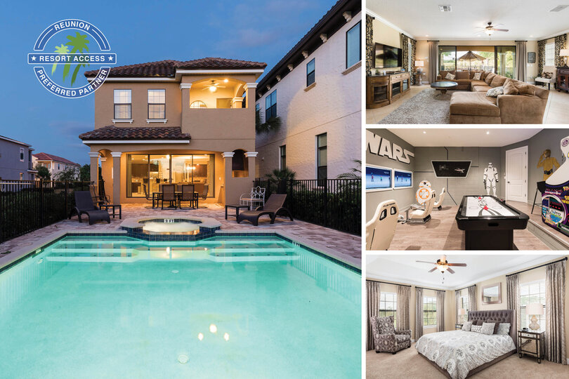 Welcome to Reunion Elegance, a 5 bed vila with a west-facing pool, 2 games rooms, and customized kids bedrooms PHOTOS TAKEN: 2017
