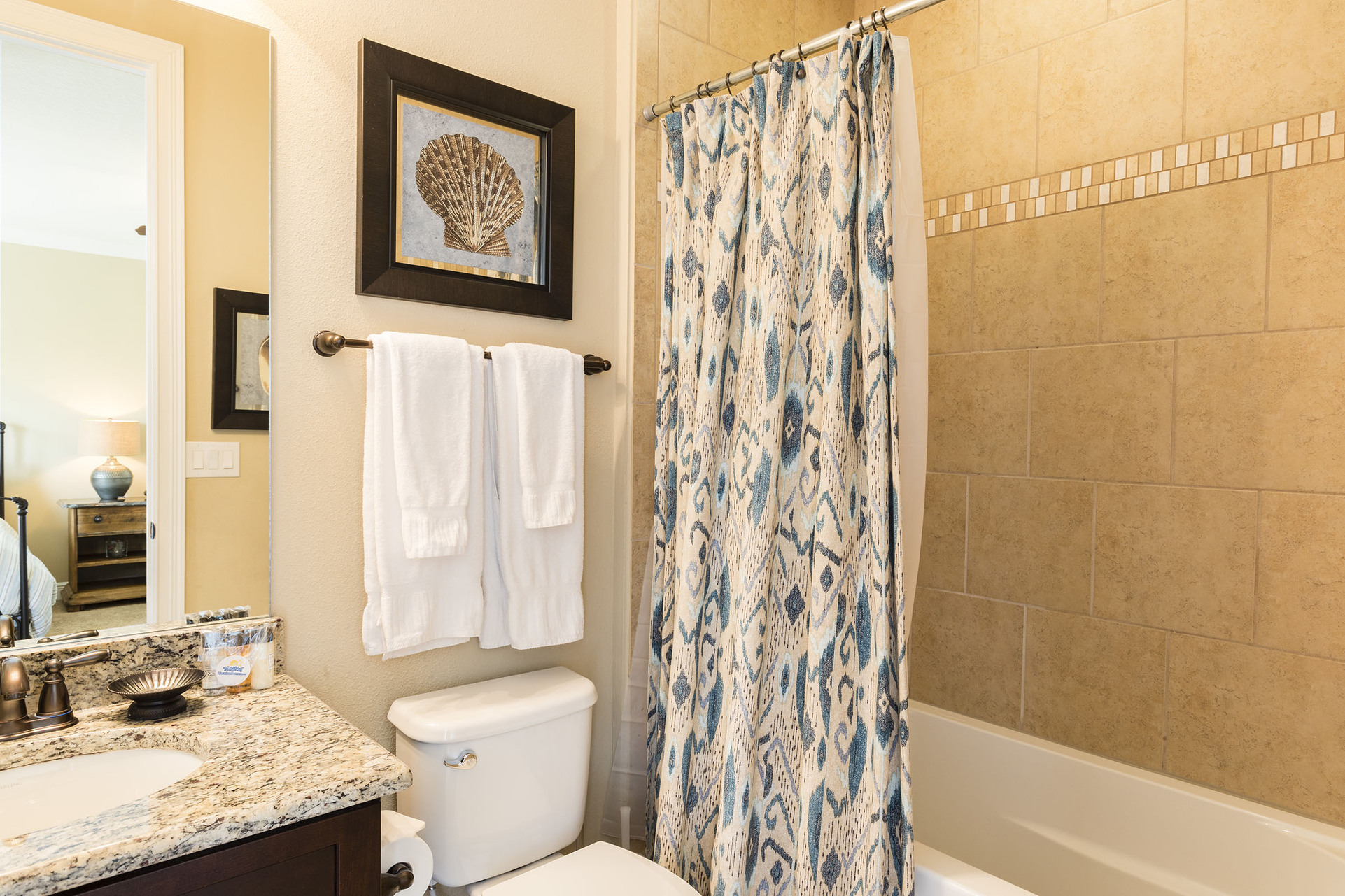 The private bathroom has everything you need