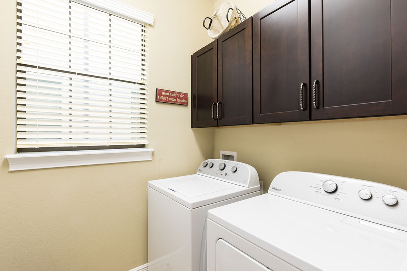 The home has its own washer and dryer
