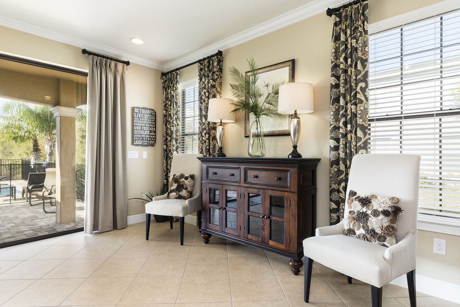 This seating area allows you to view the open floorplan of the home