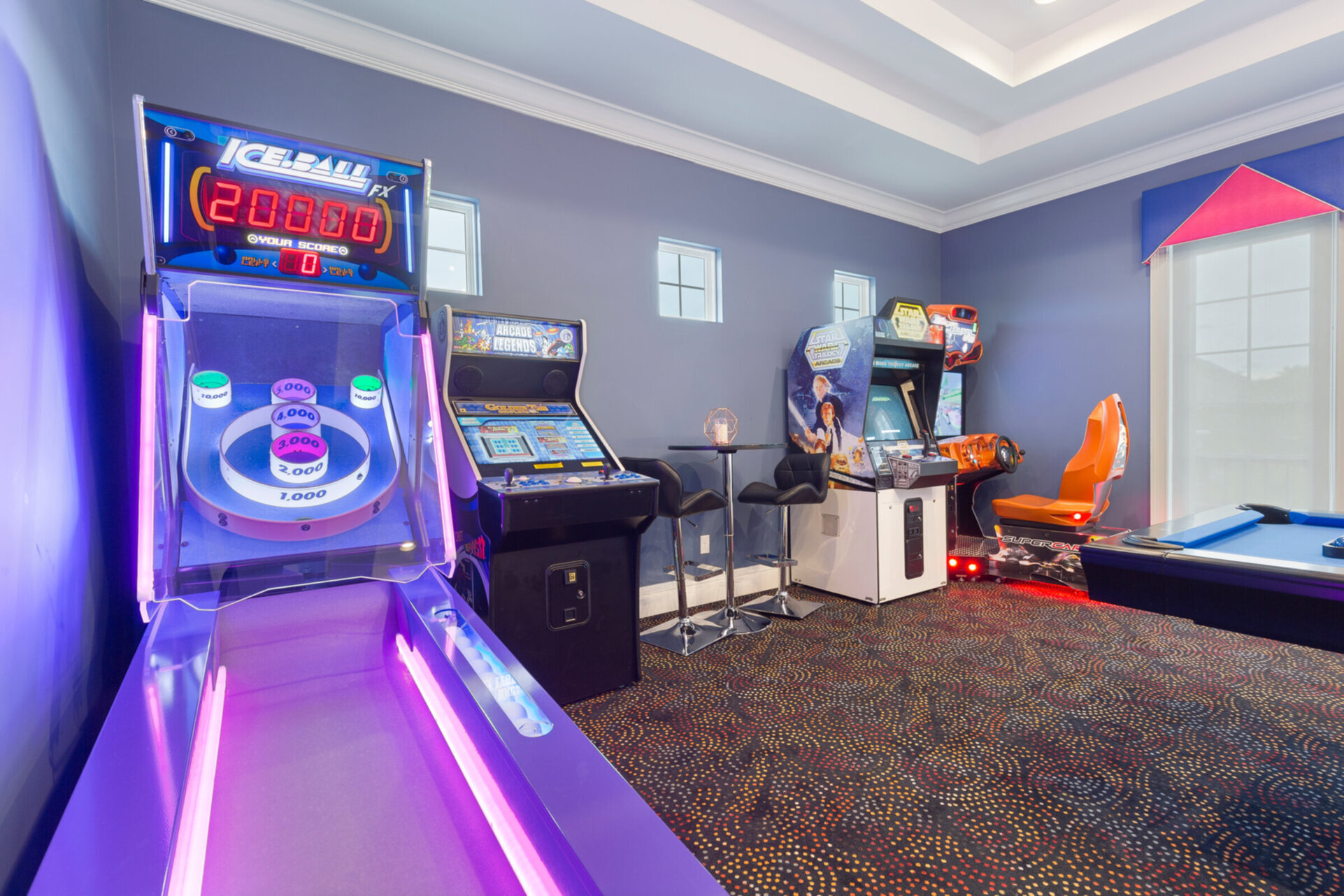 There are all king of arcade games such as the Ice Ball FX roller game, Fast & Furious SuperCars, Star Wars Trilogy, and Arcade Legends