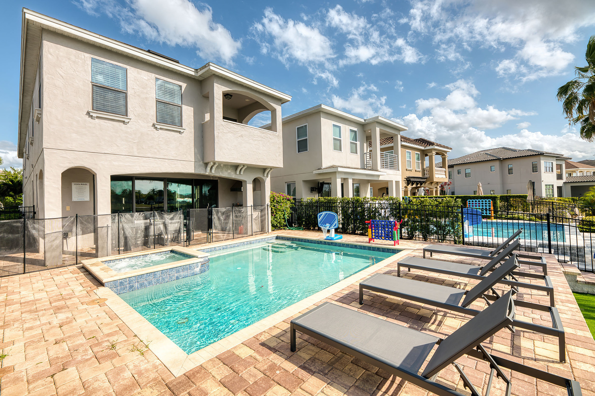 The home has a child safety pool fence for added protection