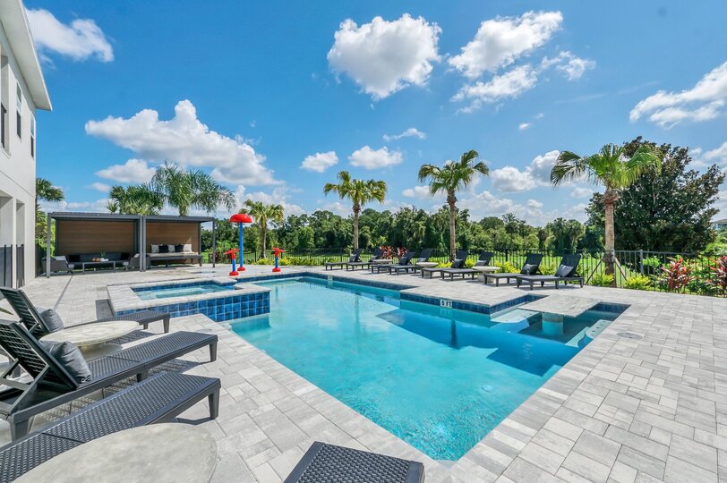 Take a morning lap or simply swim all day in your large private pool and spa