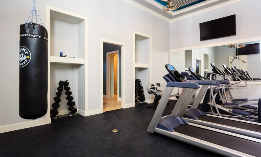 Enjoy a morning workout This home features its own private gym