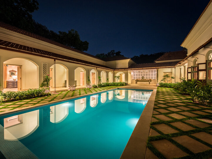 Swimming pool at night
