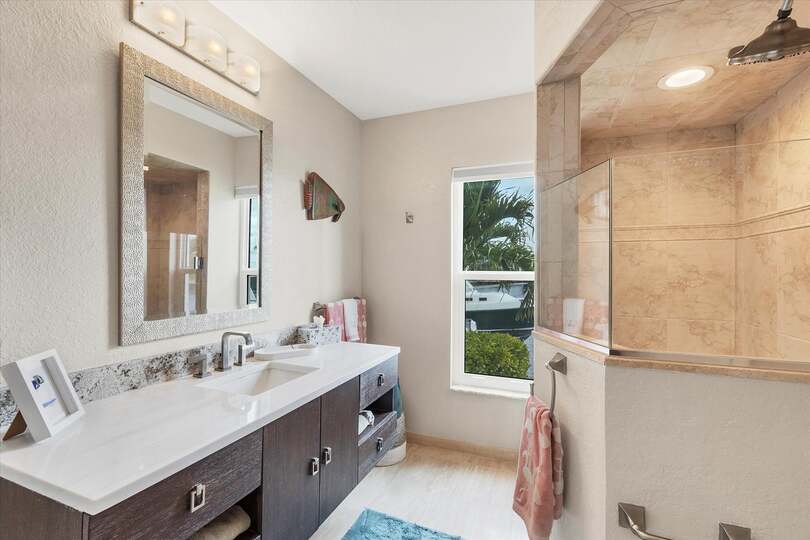 Upstairs guest bathroom with walk-in shower