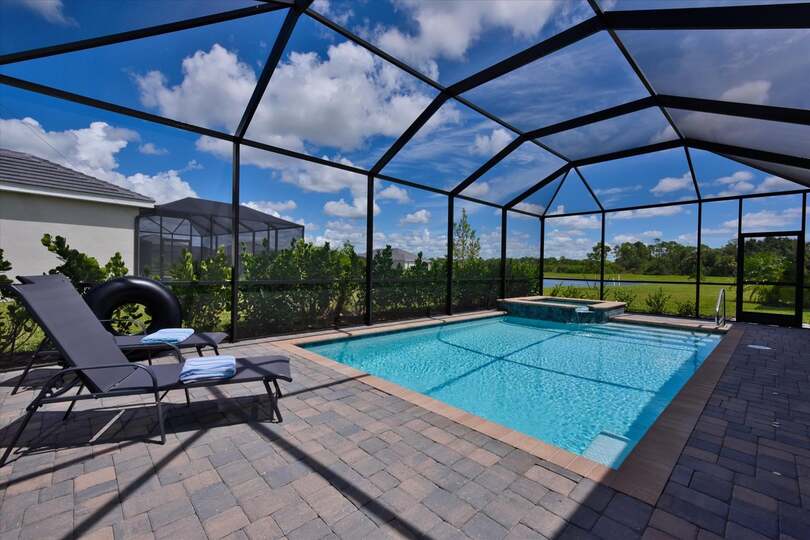 Private pool & spa. Pool measures 25' x 15' x 6'D