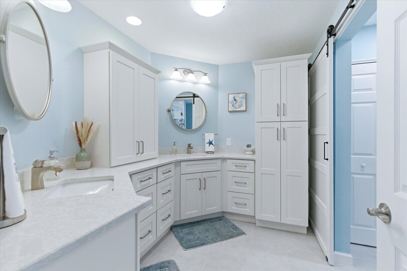 Attached Master Bathroom - walk-in shower, double vanities