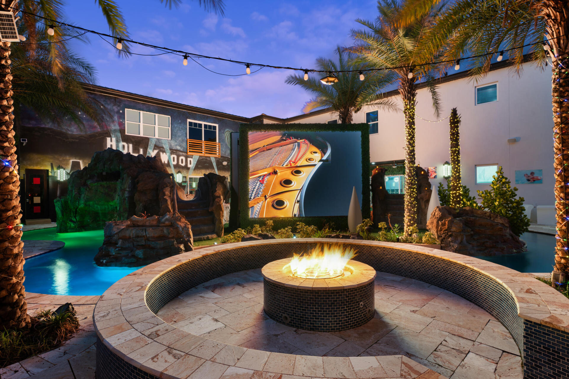 Fire Pit overlooking the Lazy River/12X12 TV(2)
