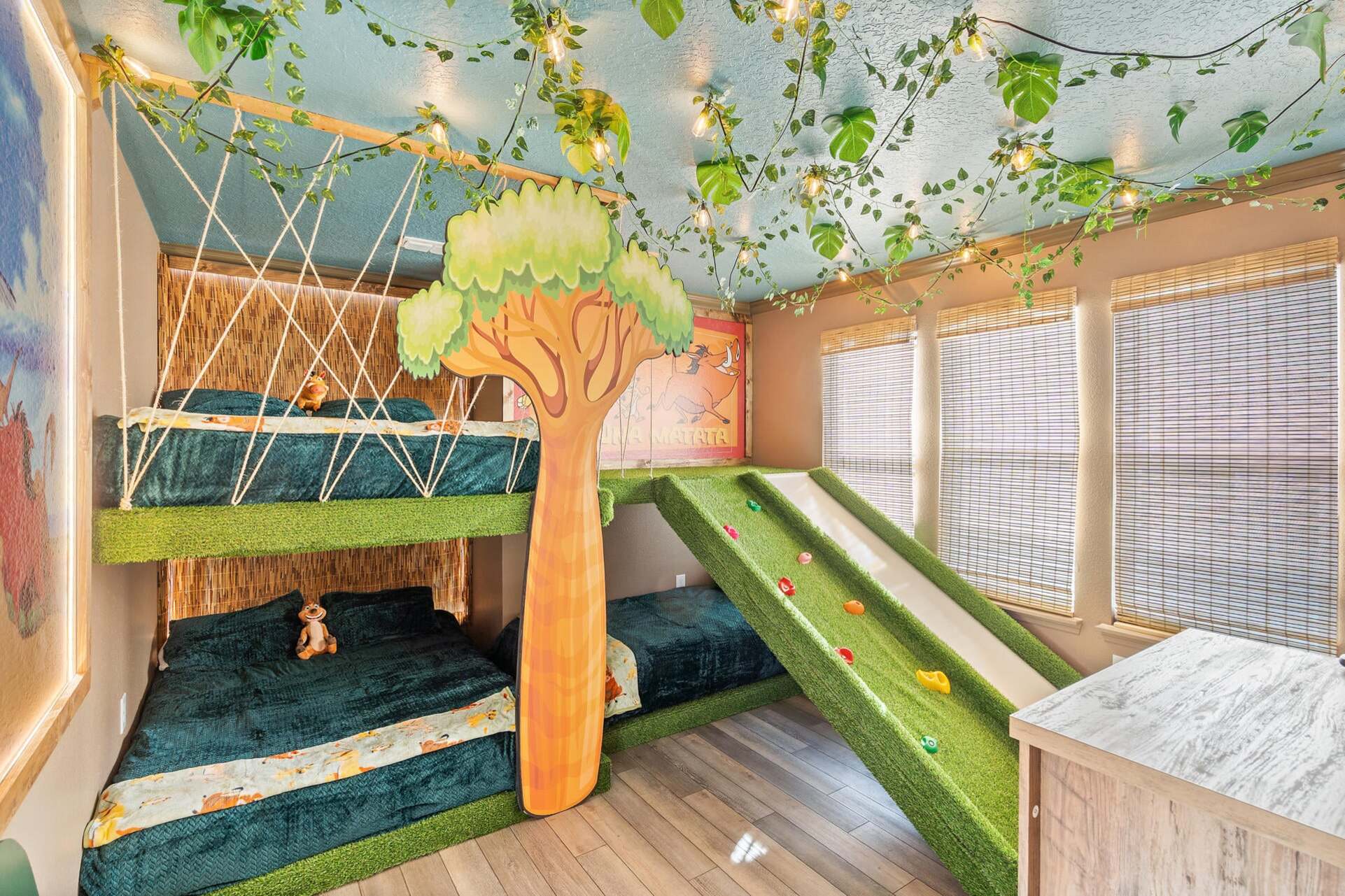 Double/Double Bunk + Twin Bedroom 10 Upstairs 50" Roku TV Lion King Theme