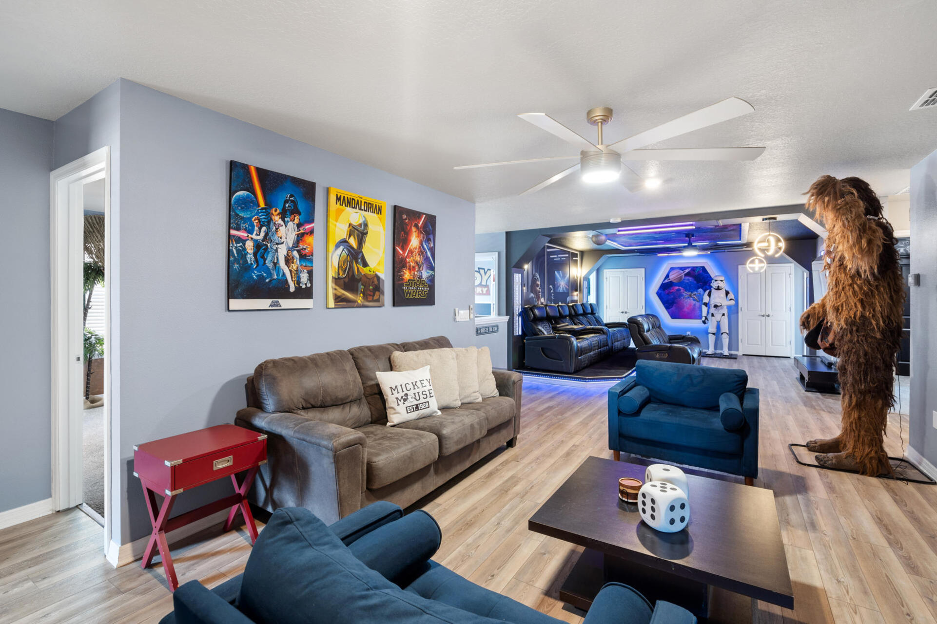 Loft Lounging/Gaming 75" Smart TV PS5 Star Wars Theme
