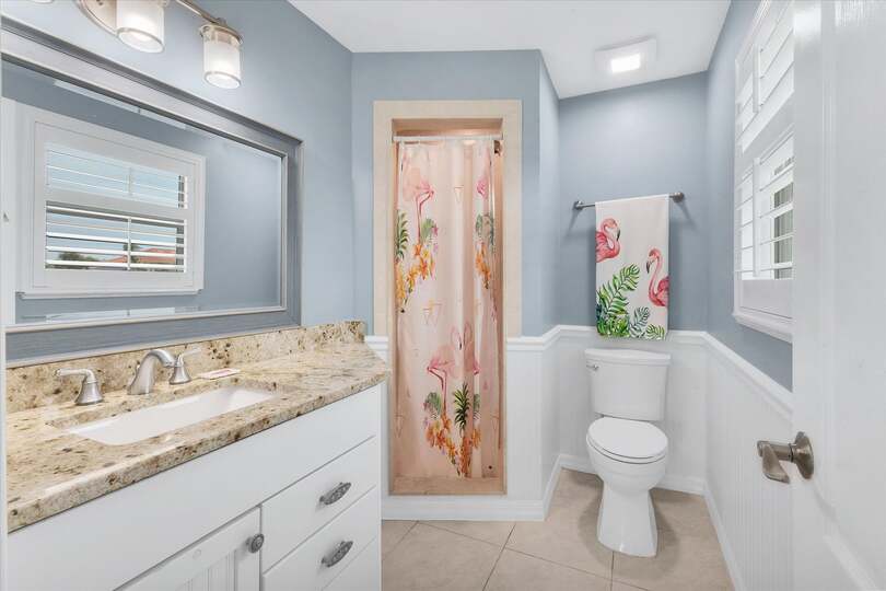 Upstairs attached bathroom with walk-in shower