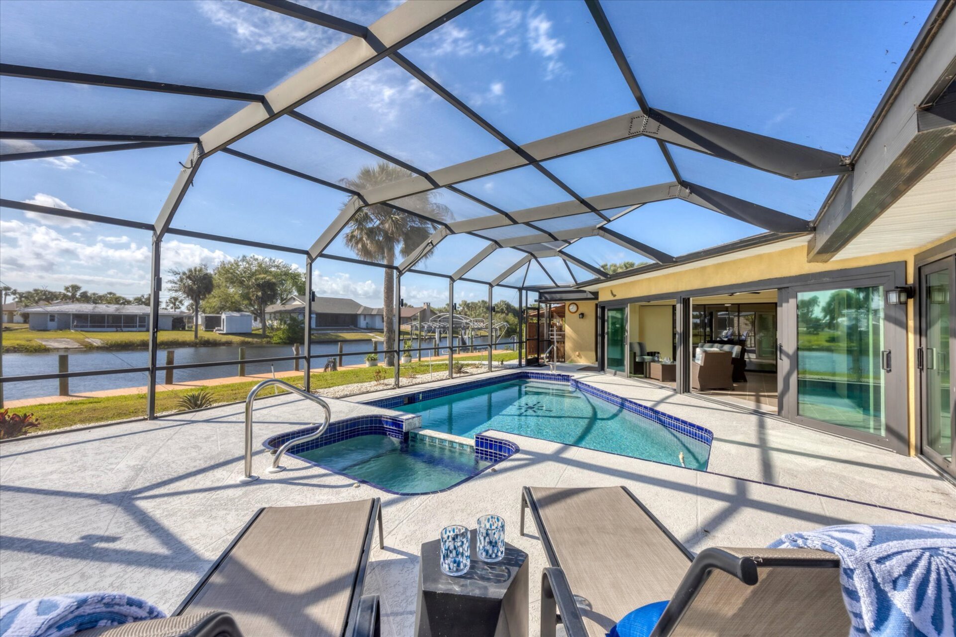 Sparkling pool overlooking the Canal 20' x 7' x 5.5'D (Boat lift not available)