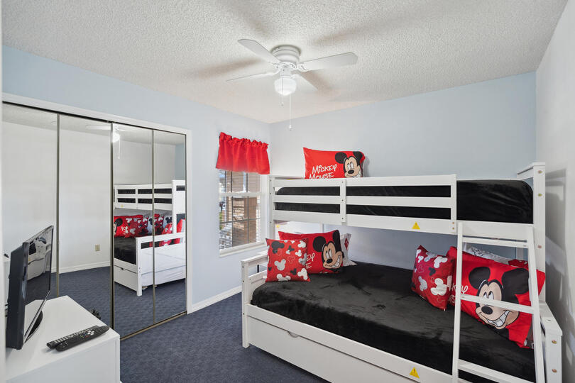 Twin/Double Bunk Bed with Twin Trundle Bedroom 3 28" TV Mickey Theme